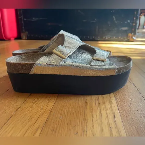 Silver Crackle Cork Flatforms - Picture 3 of 9